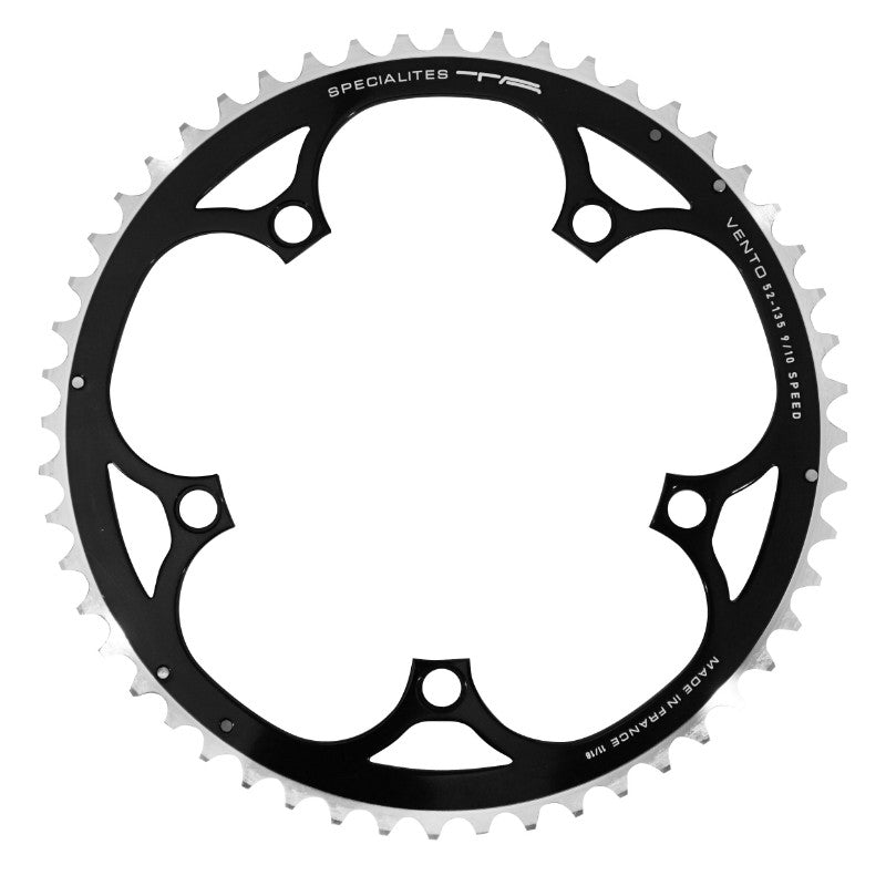 Plateau route TA Vento 5 br. 135 mm type Campagnolo extérieur noir 9-10 v – 52 dents