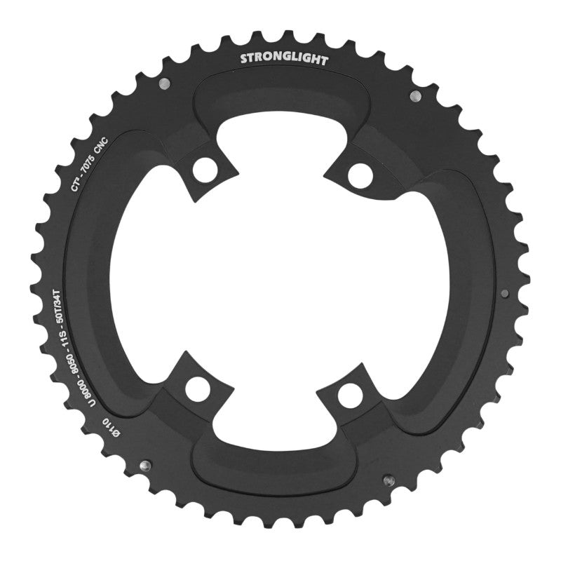 Plateau route Stronglight 4 branches 110 mm pour Shimano Ultegra R8000-R8050 extérieur noir CT2 11 v – 50 dents