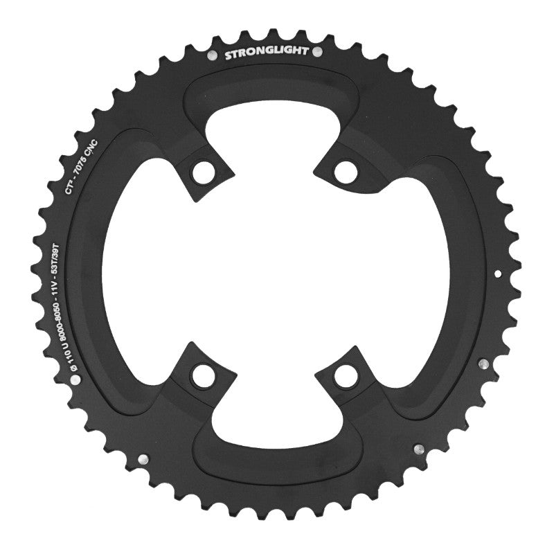 Plateau route Stronglight 4 branches 110 mm pour Shimano Ultegra R8000-R8050 extérieur noir CT2 11 v – 53 dents