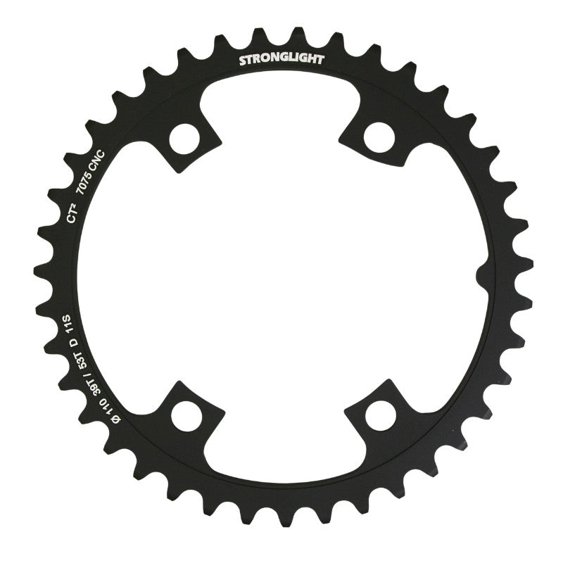 Plateau route Stronglight 4 branches 110 mm pour Shimano Ultegra R8000-R8050 intérieur noir CT2 11 v – 39 dents