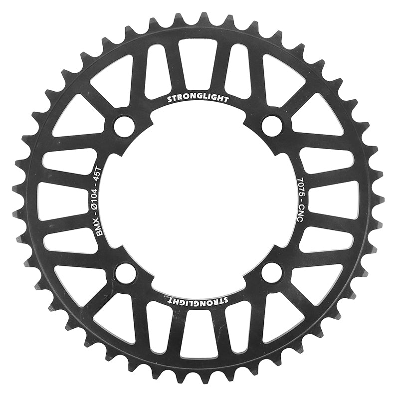 Plateau BMX Stronglight 4 branches 104 mm mono noir chaîne 3/32" – 45 dents