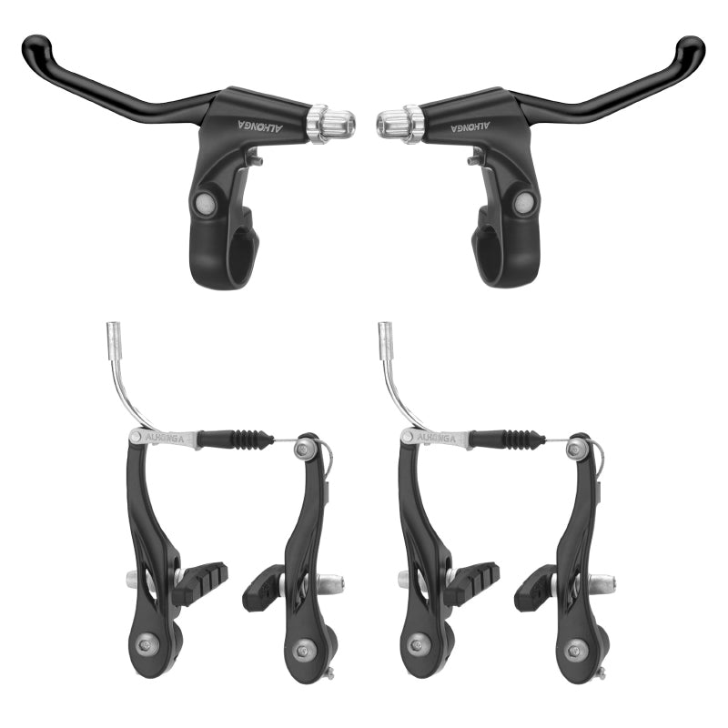 Kit freins V-Brake P2R alu noir avant et arrière avec leviers