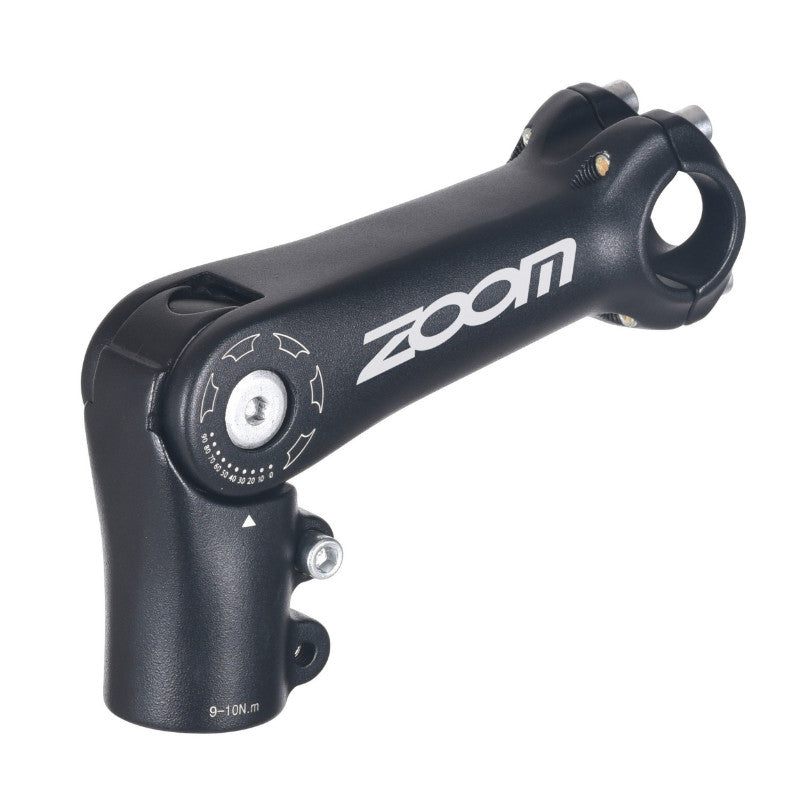 Potence VTT-trekking Zoom réglable rehaussée alu noir mat – 25,4 mm 90 mm