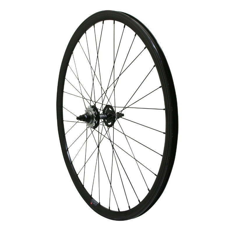 Roue route-fixie P2R à patin jante 17C profil 28 mm – Noir Arrière flip-flop pignon 16 dents