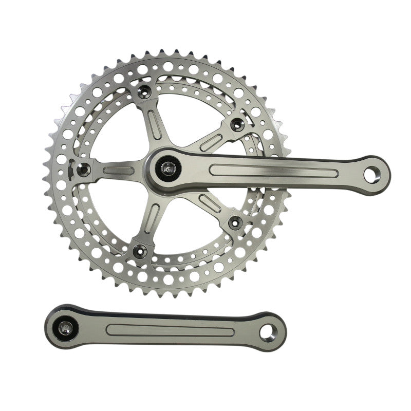 Pédalier route vintage alu forgé argent 170 mm 52-42