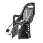 Siège enfant arrière Polisport Groovy VAE sur cadre gris compatible 29" 9-22 kg