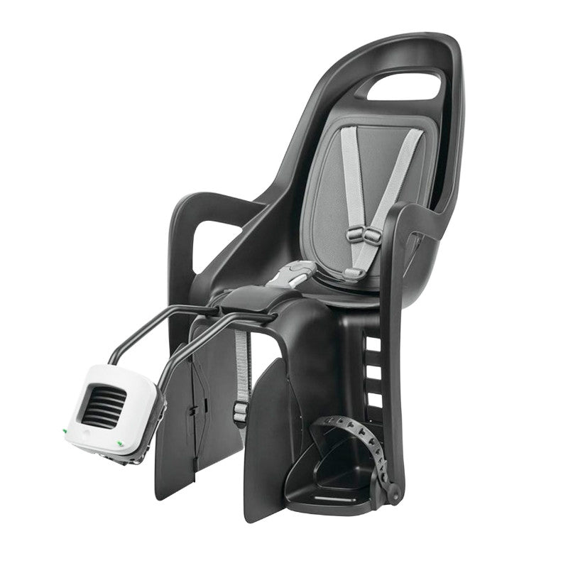 Siège enfant arrière Polisport Groovy VAE sur cadre gris compatible 29" 9-22 kg
