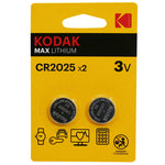 Piles bouton CR2025 Kodak lithium 3 V (lot de 2)