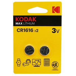 Piles bouton CR1616 Kodak lithium 3 V (lot de 2)