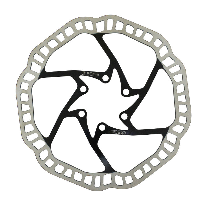 Disque de frein Newton Brakco 6 trous avec vis – 180 mm Argent centre noir