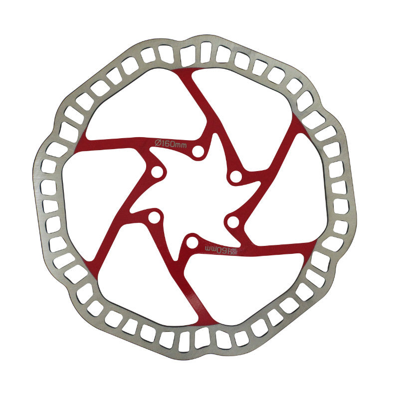 Disque de frein Newton Brakco 6 trous avec vis – 160 mm Argent centre rouge