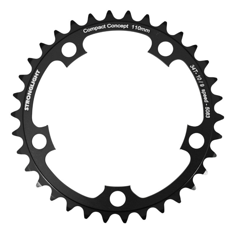 Plateau route Stronglight 5 branches 110 mm type Shimano intérieur noir Dural 10-9 v – 34 dents