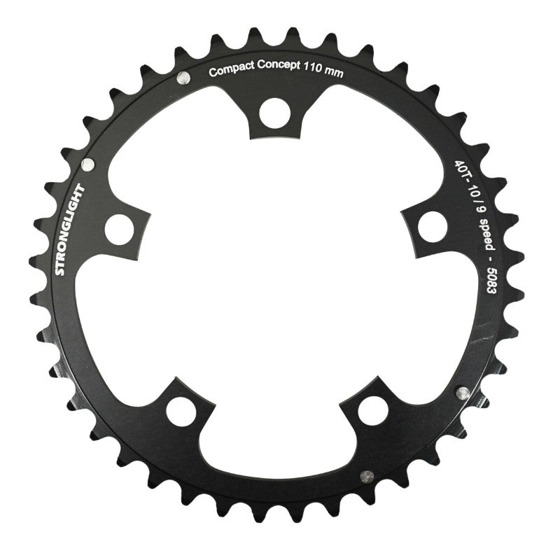 Plateau route Stronglight 5 branches 110 mm type Shimano intérieur noir Dural 10-9 v – 36 dents