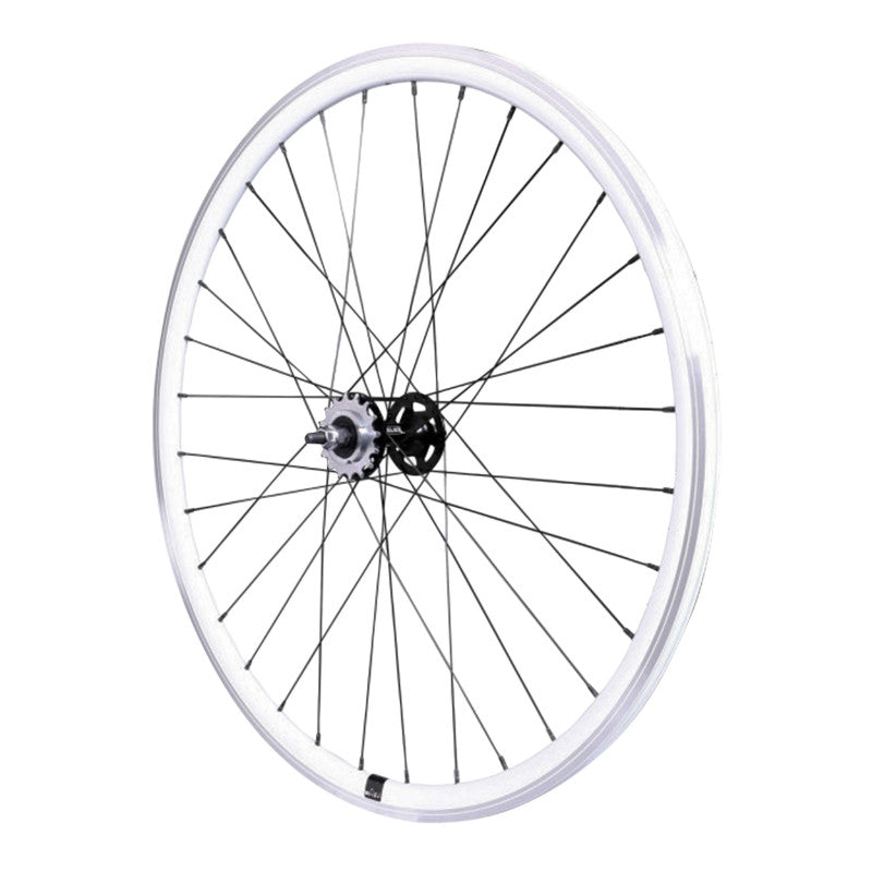 Roue route-fixie P2R à patin jante 17C profil 28 mm – Blanc Arrière flip-flop pignon 16 dents
