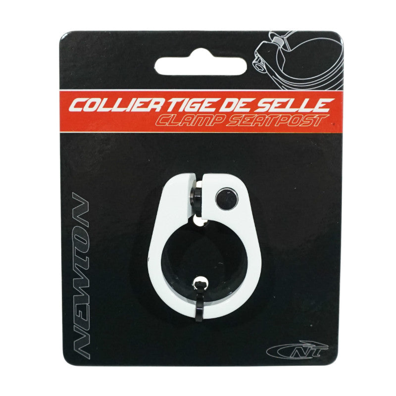 Collier de selle Newton alu à vis – Blanc 28,6 mm