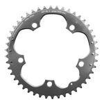 Plateau route Stronglight 5 branches 130 mm type Shimano extérieur argent 9-10 v – 46 dents