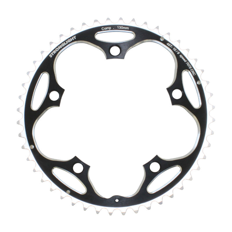 Plateau route Stronglight 5 branches 130 mm type Shimano extérieur noir 9-10 v – 48 dents