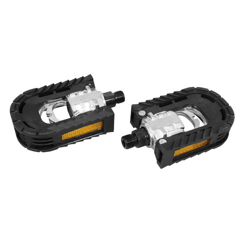 Pédales city pliantes Newton alu-résine noir-argent 9/16" (paire)