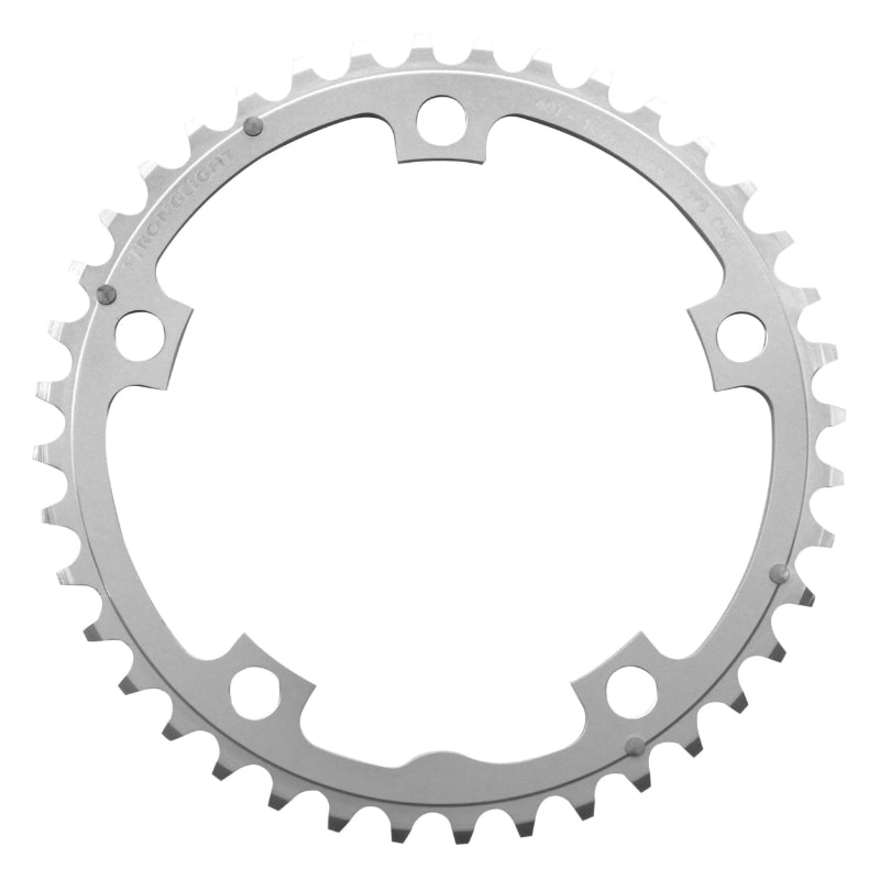 Plateau route Stronglight 5 branches 130 mm type Shimano milieu triple argent 9-10 v – 40 dents