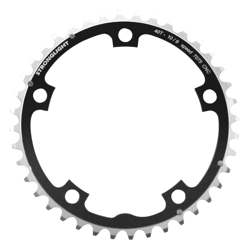 Plateau route Stronglight 5 branches 130 mm type Shimano milieu triple noir 9-10 v – 40 dents