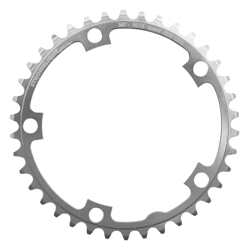 Plateau route Stronglight 5 branches 130 mm type Shimano intérieur argent 9-10 v – 38 dents