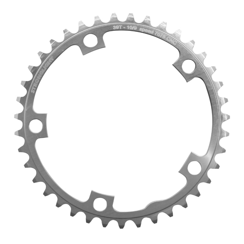 Plateau route Stronglight 5 branches 130 mm type Shimano intérieur argent 9-10 v – 39 dents