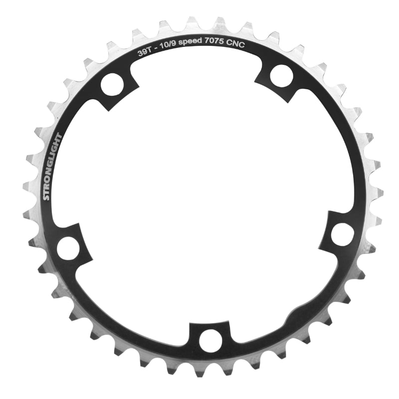 Plateau route Stronglight 5 branches 130 mm type Shimano intérieur noir 11-10 v – 39 dents