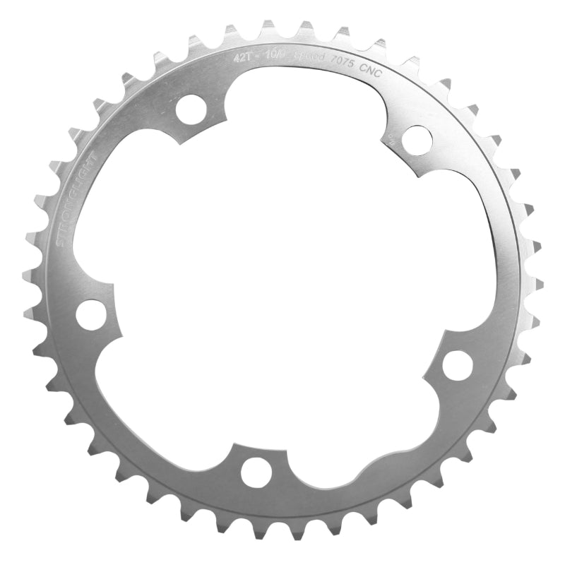 Plateau route Stronglight 5 branches 130 mm type Shimano intérieur argent 9-10 v – 42 dents