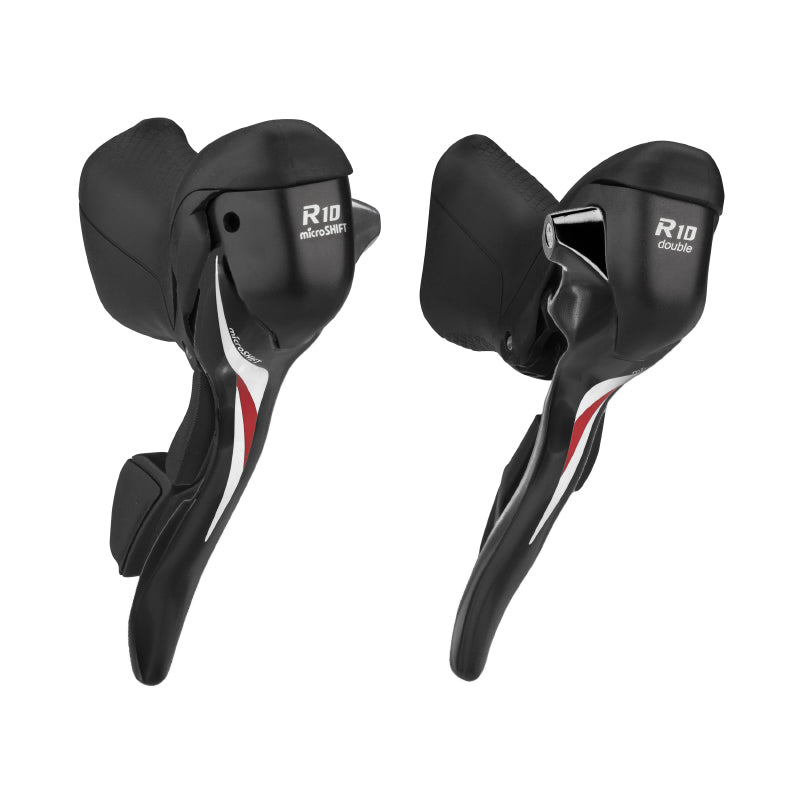 Leviers-manettes route Microshift alu noir compatible Shimano (paire) – 10 vitesses double