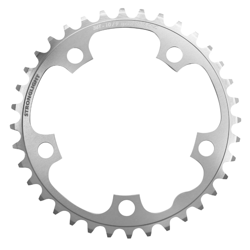 Plateau route Stronglight 5 branches 110 mm type Shimano intérieur argent 9-10 v – 36 dents
