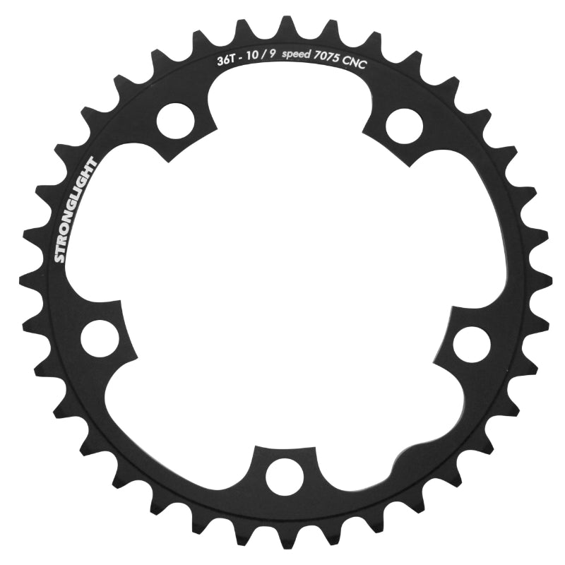 Plateau route Stronglight 5 branches 110 mm type Shimano intérieur noir 9-10-11 v – 36 dents