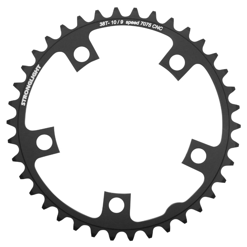Plateau route Stronglight 5 branches 110 mm type Shimano intérieur noir 9-10-11 v – 38 dents