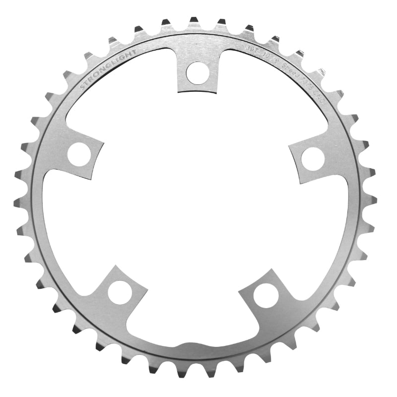 Plateau route Stronglight 5 branches 110 mm type Shimano intérieur argent 9-10 v – 39 dents