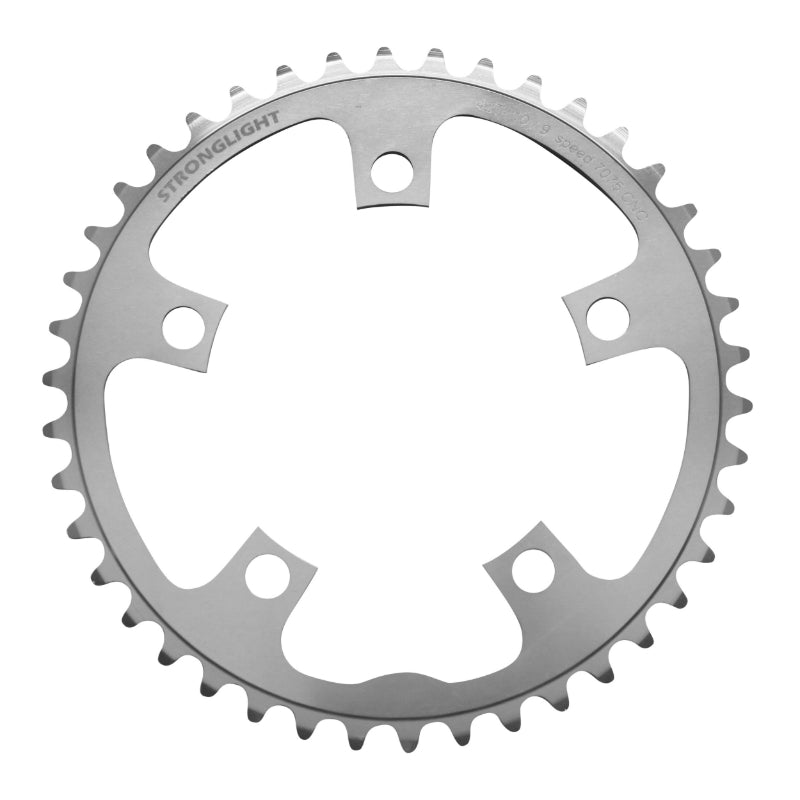 Plateau route Stronglight 5 branches 110 mm type Shimano intérieur argent 9-10 v – 42 dents