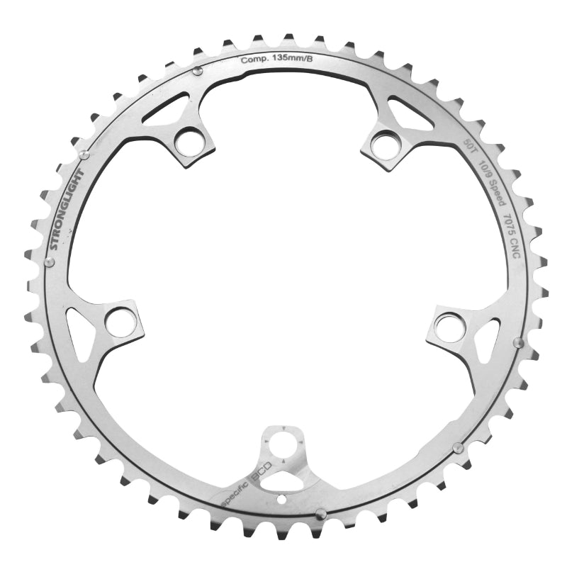 Plateau route Stronglight 5 branches 135 mm Campagnolo Ultra Torque extérieur argent 9-10 v – 50 dents