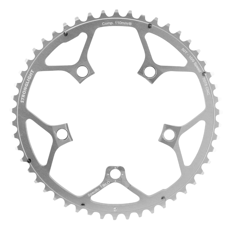 Plateau route Stronglight 5 branches 110 mm Campagnolo Ultra Torque extérieur argent – 50 dents