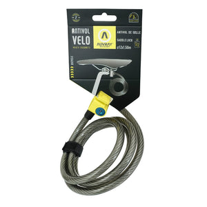 Antivol câble à clé Auvray S.Lock pour selle et vélo Ø 12 mm 1,50 m – vue 2
