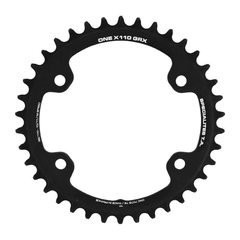 Plateau gravel TA X110 One 4 br. 110 mm pour Shimano GRX mono noir 10-11 v – 38 dents