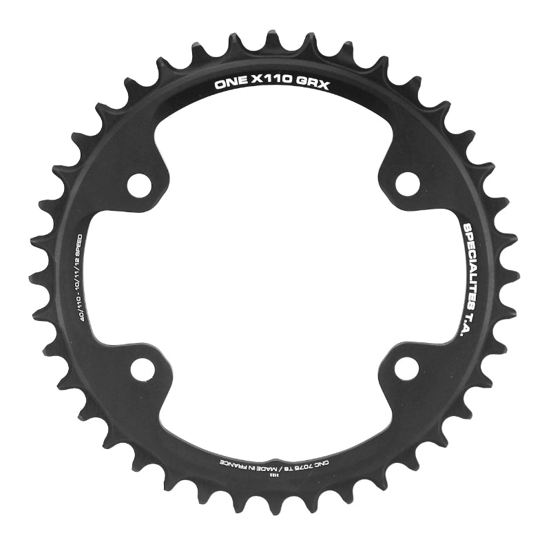 Plateau gravel TA X110 One 4 br. 110 mm pour Shimano GRX mono noir 10-11 v – 40 dents