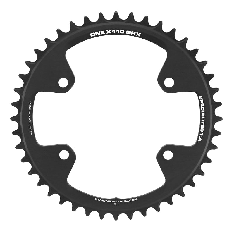 Plateau gravel TA X110 One 4 br. 110 mm pour Shimano GRX mono noir 10-11 v – 44 dents