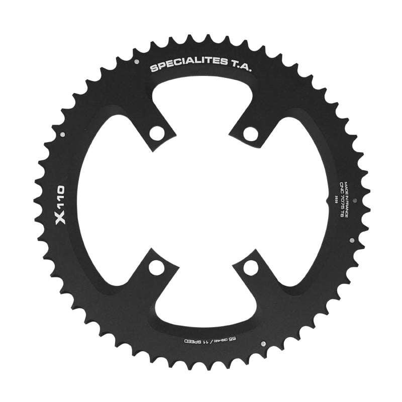 Plateau route TA X110 4 br. 110 mm pour Shimano Ultegra R8000-6800 extérieur noir 11 v – 55 dents