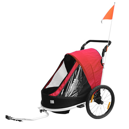 Remorque enfant poussette 2 places alu rouge – 36 kg