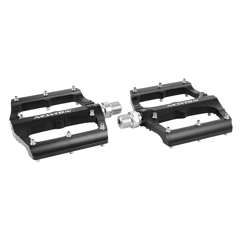 Pédales plateforme Newton alu CNC noir à picots démontables (paire) – 115 x 97 mm