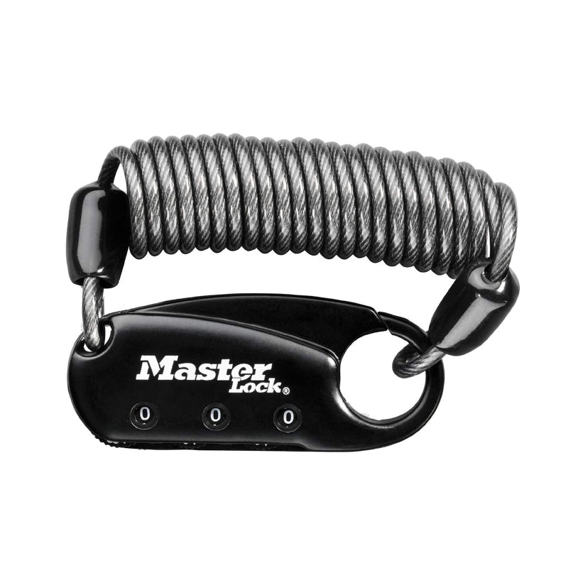 Antivol câble à combinaison Masterlock 90 cm noir pour casque et sac