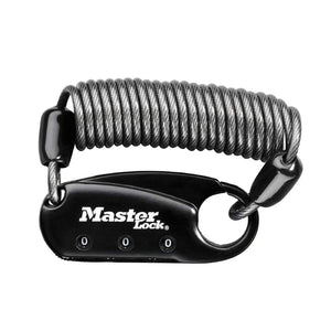 Antivol câble à combinaison Masterlock 90 cm noir pour casque et sac