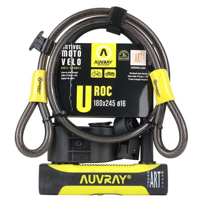 Antivol U Auvray U Roc 180 x 245 mm Ø 16 mm avec support et câble 1 m – vue 3
