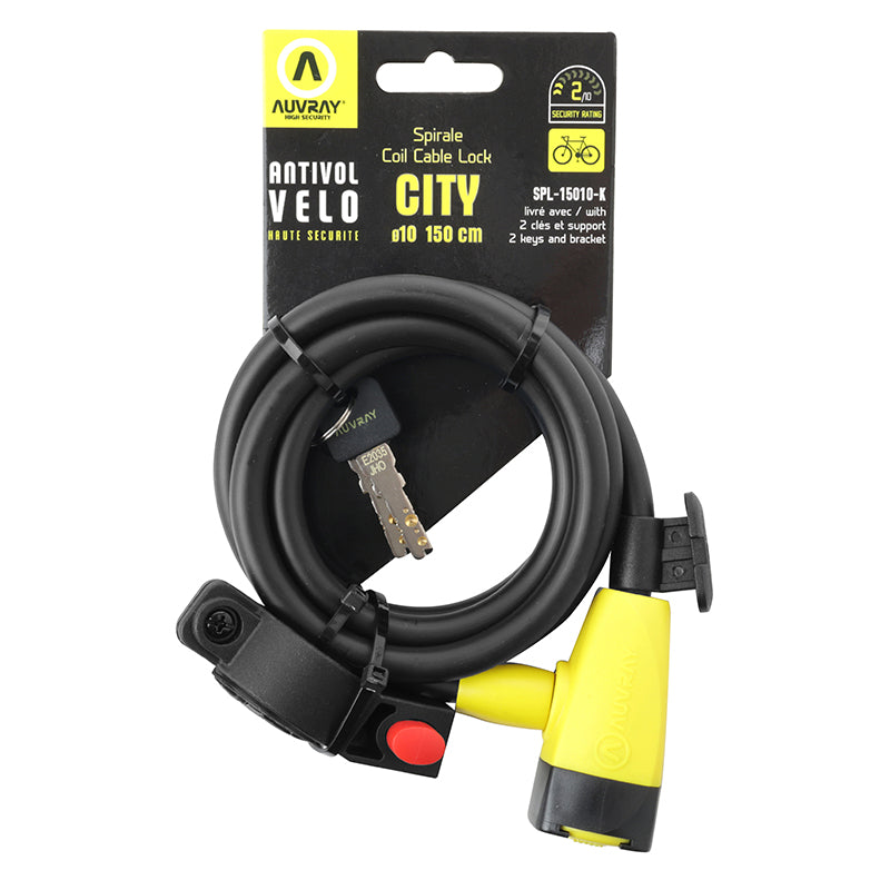 Antivol spirale à clé Auvray Ø 10 mm 1,50 m noir mat avec support – vue 3