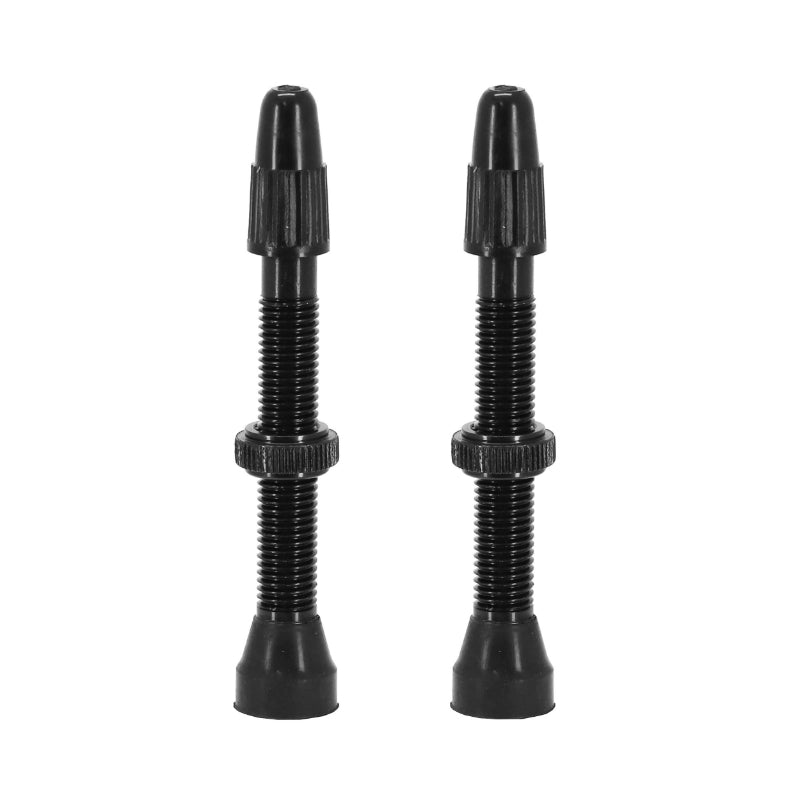 Valves tubeless Presta Vittoria alu noir obus démontable (paire) – 40 mm
