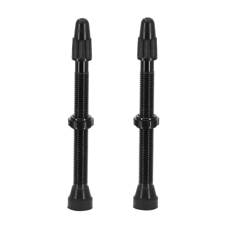 Valves tubeless Presta Vittoria alu noir obus démontable (paire) – 60 mm