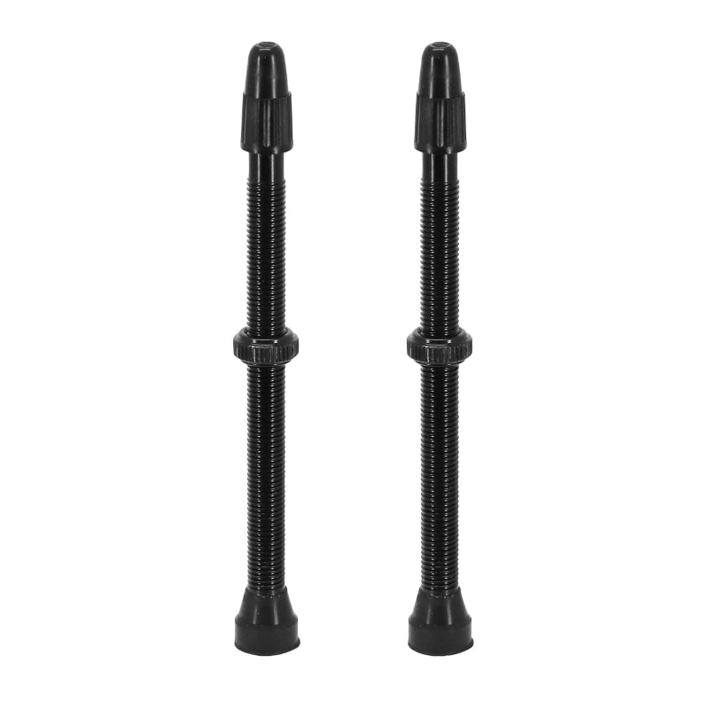 Valves tubeless Presta Vittoria alu noir obus démontable (paire) – 80 mm